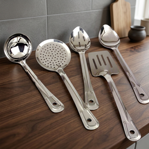 Mayur Exports – Ensemble d'ustensiles de cuisine durables en acier inoxydable de qualité alimentaire, 5 pièces, comprenant spatule, louche et spatule de cuisine - Product Image 3