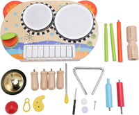 Ensemble d'instruments de musique interactifs en bois 5-en-1 pour tout-petits, table d'activités, jouet sensoriel en bois naturel sûr, apprentissage précoce