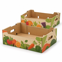Op maat bedrukte golfkartonnen fruitdisplay tray box met open bovenkant, kartonnen verpakking voor groenten en fruit voor de detailhandel
