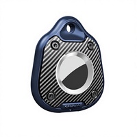Housse de protection étanche en TPU et PC rigide effet fibre de carbone anti-perte pour AirTag avec porte-clés