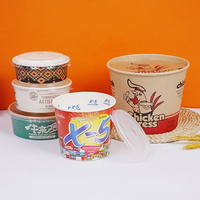 Seau en papier pour poulet frit KFC de 85 oz, 150 oz, 170 oz, seau en papier kraft blanc et couvercle en papier avec votre propre logo