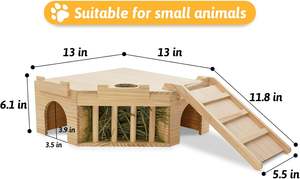 Cama para Gatos Portátil de Madera Natural, Jaula para Mascotas para Cobayas y Chinchillas con Ventana de Observación, Plataforma con Diseño Transpirable - Product Image 3