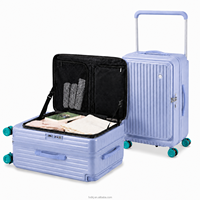 Valise à roulettes rigide pour PC, antibactérienne, ouverture latérale avant, fermeture éclair, bagage cabine, OEM ODM, marque privée, 20 pouces, serrure TSA