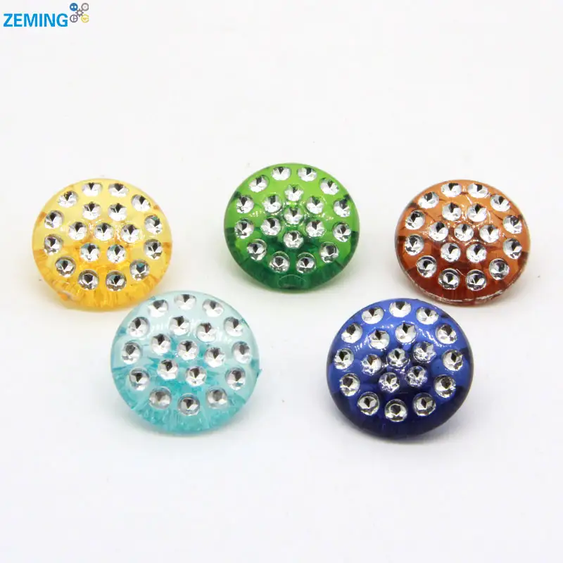 Prix de gros d'usine bouton acrylique forme ronde bouton en cristal coloré beaux boutons décoratifs en plastique