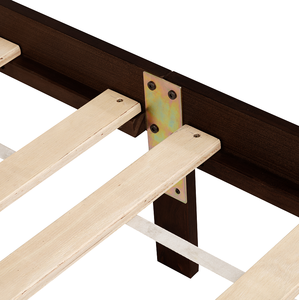 Lit en bois de pin massif avec tête et pied de lit en rotin, avec plateforme de lit central renforcée - Product Image 3