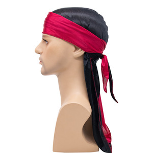Bán Buôn Tùy Chỉnh Thiết Kế Dài Hai Tone Nối Nắp Sóng Tóc Bọc Polyester Mượt Durags Cho Nam Giới - Product Image 6