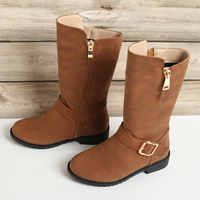 2025 automne/hiver nouveau Style bottes occidentales pour fille chaussures pour enfants en velours mince pour enfants avec talons bottes longues