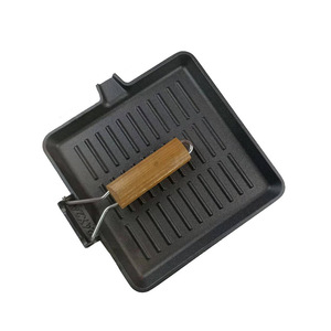 Cast Iron Griddle Pan With Folding Handle Rectangular Thickened Durable For Induction Cooking - Product Image 5