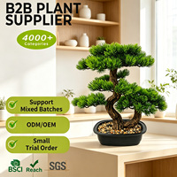 Bonsai Pinus Artifisial Siap Hadiah 36cm Pohon Awan Palsu Dengan Alas untuk Meja Kantor Rak Nampan Teh Dekorasi Acara Perusahaan