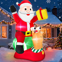 Vente en gros usine : Décoration gonflable lumineuse de Noël, Père Noël montant sur une escargotte avec sac cadeau, pour extérieur et fêtes