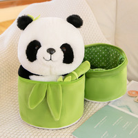 Vente directe usine – Jouets en peluche panda super doux de 25 à 35 cm, en coton PP, emballés sous vide, avec tube en bambou simulé – Adorables accessoires de poupées