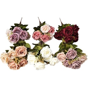 Bouquet de roses croissantes à 11 têtes Queyiyi, 51 cm, arrangement de roses artificielles, décoration de mariage, décoration de la maison - Product Image 5