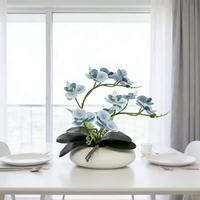 Plante artificielle Phalaenopsis en pot, haute simulation, faite à la main, 3 bouquets, 12 fleurs, mini bonsaï à 5 fleurs, ornement floral pour la maison