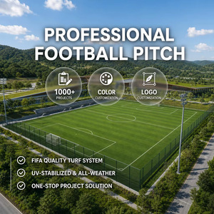 Gazon synthétique de football avec support en PU, hauteur de poils de 15 mm à 60 mm, 10 500 à 31 500 points, kit de protection antichoc, usine de gazon synthétique - Product Image 1