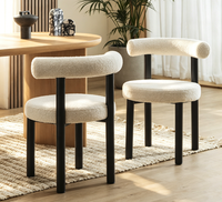 Chaise de maquillage moderne, tabouret de coiffeuse élégant, chaise de salle à manger ronde en velours blanc avec pieds en métal pour la maison et l'hôtel