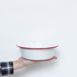 ร้อนเกรดอาหารโบราณโลหะเคลือบตั้งแคมป์นมชามที่มีขอบสีดำ - Product Image 5