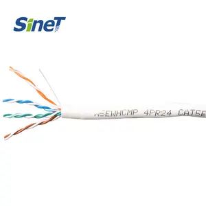 Kotak warna massal 1000ft Cat5e kabel Plenum Kategori 5 kabel tembaga padat PVC murni CMP/CMR/LSZH 4 pasang Utp kucing 5e Utp 8 saluran