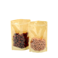 Sachet Doypack de luxe en gros, brun kraft, imprimé en héliogravure, résistant à l'humidité, avec fermeture éclair, face transparente en Mylar, pour aliments, nouilles et gelées