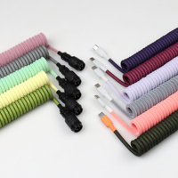 Câble USB-C enroulé personnalisé avec connecteur détachable Aviator pour clavier mécanique de jeu rétroéclairé RGB, Plug & Play, programmable