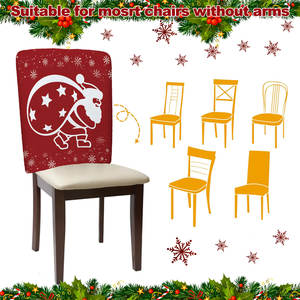 6 יח'\סט סובלימציה חג המולד סנטה קלאוס איש שלג אדום לא ארוג בד כיסא מחליק לסעודה - Product Image 5