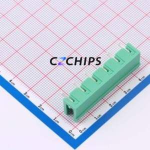 MX2EDGR-7.62-06P-GN01-Cu-A Plug-in Terminal Block Bent Lead Through Hole,P=7.62mm Board-to-Board / Socket Open 1x6P 7.62mm Green - Product Image 2