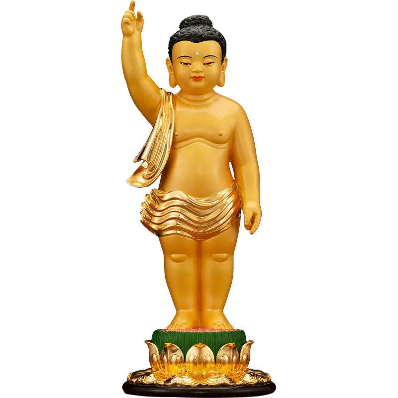 Reiner kupfer vergoldeter Prinz Buddha, der Buddha-Ornamente badet