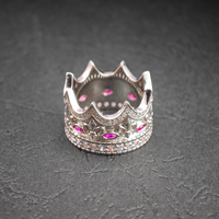 Nouvelle bague de luxe 2026 avec rubis taille marquise et couronne, en argent sterling 925 et zircon cubique 8A, pour femme et homme, mariage et fiançailles