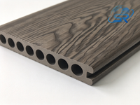 Planche de terrasse WPC 150x23mm à trous ronds creux, composite bois-plastique, revêtement de sol extérieur pour patio, jardin, terrasse