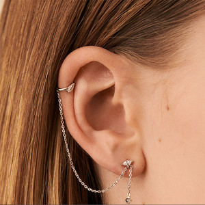 Canner Unique Tassel Chain Fine Jewelry Cuff Stud Earrings S925 Sterling Silver Gold Plated Marquise Zircon 18K - Product Image 5
