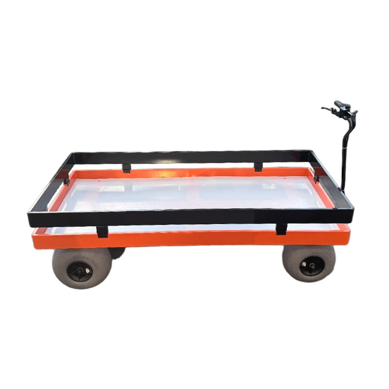 Outdoor Beach Cart with Big Balloon Wheels for Sand Heavy Duty Household Electric Small Cart 4 Wheels Platform Hand Cart Trolley