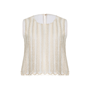 Fabricante de Moda Wisrise, Diseño Personalizado, <span class=keywords><strong>Chaleco</strong></span> de Punto sin Mangas con Encaje de Ganchillo Beige, Estilo Boho Casual para <span class=keywords><strong>Mujer</strong></span> - Product Image 5