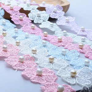 Merletto cucito per abito perlato Organza ricamo fai da te accessori per abiti fatti a mano <span class=keywords><strong>love</strong></span> pizzo a cinque foglie di pizzo con perline - Product Image 5