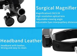 זכוכית מגדלת רפואית דנטלית המותקנת על הראש, אורתופדיה אוראלית, ניתוחי אוזניים, אף וגרון, פנס ראש מיוחד 5W - Product Image 6