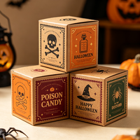 Ensemble de boîtes à dragées d'Halloween personnalisées en papier kraft écologique, expédition rapide en 72h, emballage de bonbons de fête en carton imperméable