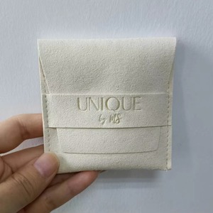 <b>White</b> Faux Microfiber Suede <b>Envelope</b> Bag Custom Velvet Jewelry Packaging Pouch with logo - Product Image 4