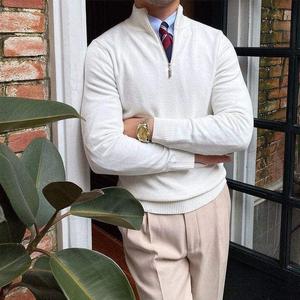 Quarter 1/4 Half Zip Knitted <strong>Sweater</strong> Pullover Custom Old Money Style <strong>Men</strong> Ribbed Knit <strong>Turtleneck</strong> 1/4 Zipper <strong>Sweater</strong> <strong>for</strong> <strong>Men</strong> - Product Image 2