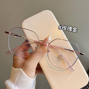 Qianai - Monturas de Gafas Metálicas Irregulares con Protección Anti Luz Azul para Mujer, Lentes de Acetato N3 69096 - Product Image 4