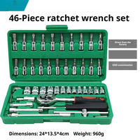 Jeu de clés à cliquet miniatures 1/4'' de 46 pièces, en acier Cr-V, petit kit d'outils de réparation pour l'automobile et la maison