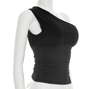 เสื้อกล้ามครอปท็อป Viviblook รุ่น Y26TP129 สำหรับผู้หญิง ดีไซน์ใหม่ คอเฉียง แต่งระบาย ผ้าต่อผ้า สำหรับฤดูร้อน - Product Image 3