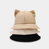 Chapeau de pêcheur de couleur unie avec oreilles de chat pour dames Chapeau de seau pliant personnalisé de haute qualité