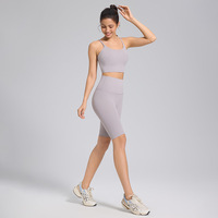 Ensemble de yoga 2 pièces personnalisé de haute qualité : Leggings de sport, soutien-gorge de sport et short pour l'entraînement et le fitness