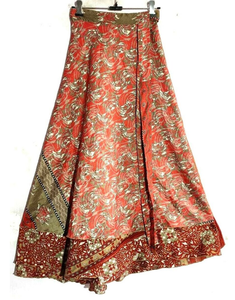 Handmade Double Layer Sari Silk <b>Wrap</b> <b>Skirt</b> Maxi Length Free Size <b>Long</b> <b>Skirt</b> for Women Stylish Breathable and Perfect for Travel - Product Image 5