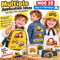 Patch brodé en gros pour véhicules de construction : excavatrice, bulldozer, grue, camion benne – à coudre ou thermocollant