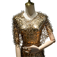 Robe de soirée longue maxi HT&T Avant-Garde avec sangle métallique et sequins, taille et couleur personnalisables, or/argent, style club sexy, pour soirée de gala