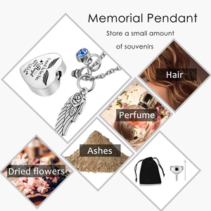 Trendy Edelstahl Herz Urne Anhänger Diamond Link Knochen Asche Feuer bestattung Andenken Gedächtnis Halskette für Familien Haustiere für Geschenke - Product Image 3