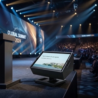 Teleprompter Personalizado para Escenario con Pantalla HD de 27-55 Pulgadas, Monitor para Conferencias, Teleprompter de Piso con Ángulo Ajustable