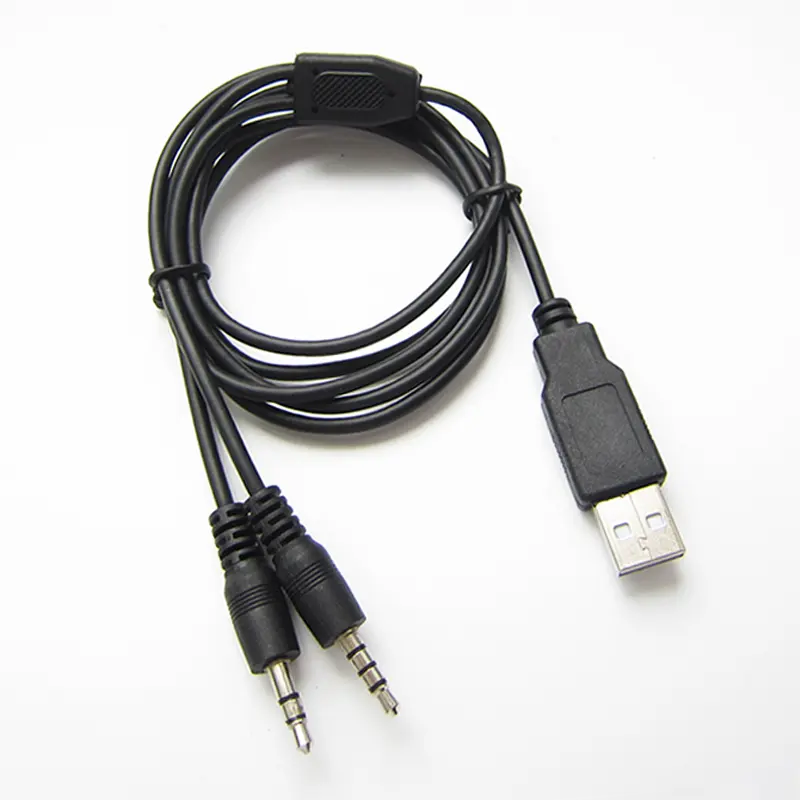 USB-Stecker auf Daul Stereo-Stecker 2 in 1 Y Splitter Audio-Datenkabel für MP3 Mp4 PC