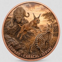 Pièce de monnaie en cuivre pur 999 de 1 oz, Série Animaux de la Savane Africaine, Domination de la Prairie, Couleur en relief, Édition UV Préférée