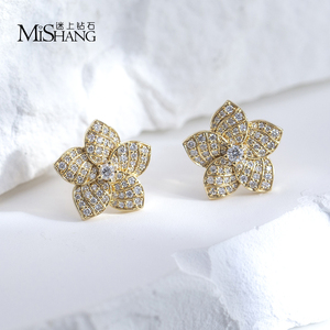 ต่างหูเพชรทรงกลมทองคำขาว 18k รุ่น MSE-730 จาก Messi Jewelry สำหรับผู้หญิง - Product Image 1