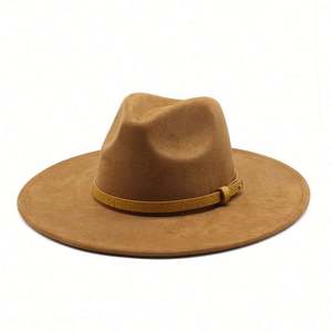 Sombrero Fedora de Gamuza con Correa de Cuero, Colorido, con Forma de Corazón de Durazno, para Hombre y Mujer, Ala Ancha, Estilo Jazz - Product Image 5